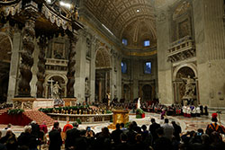 Pope Francis consecrates the world and, in particular, Ukraine and Russia to the Immaculate Heart of Mary during a Lenten penance service in St. Peter's Basilica at the Vatican March 25, 2022. (CNS photo/Paul Haring)