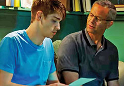 In this scene from the Lifemark movie trailer, Raphael Ruggero as David Scotton and Kirk Cameron as David’s father Jimmy Scotton share a deep conversation. (Photo courtesy of Lifemark Movie; lifemarkmovie.com) 